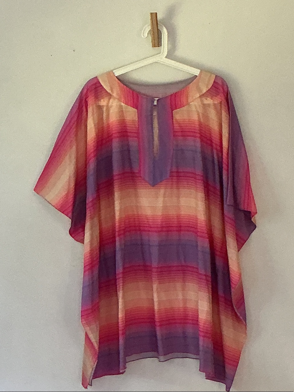 Striped Crewneck Tunic Top in Pink and Purple
